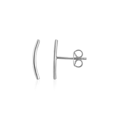 14k White Gold Curve Climber Post Earrings by Bids.com