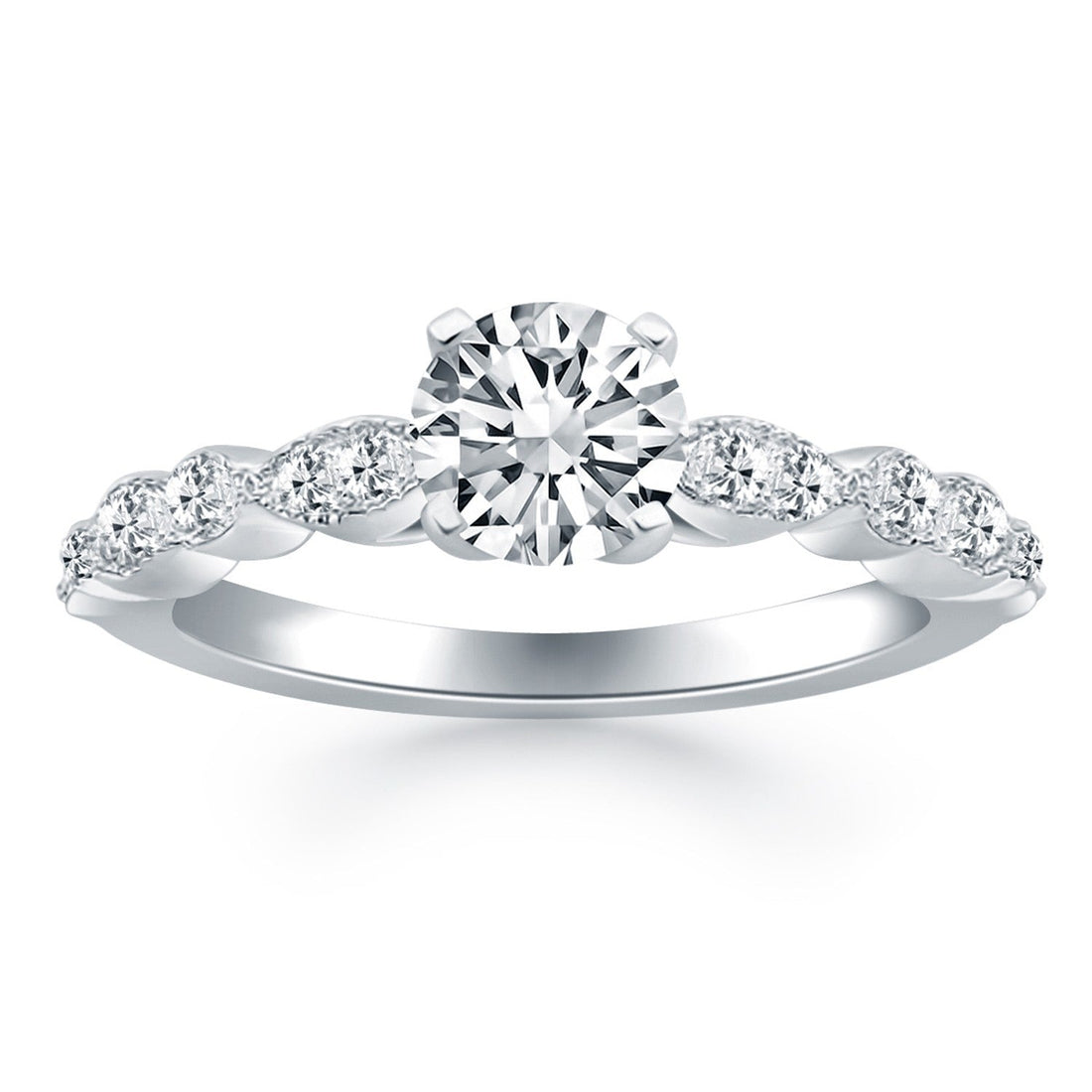 14k White Gold Fancy Shaped Diamond Engagement Ring by Bids.com