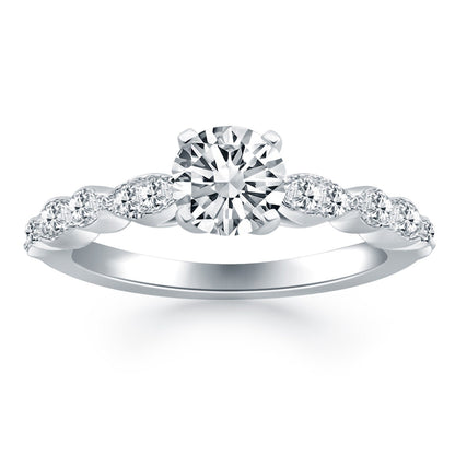14k White Gold Fancy Shaped Diamond Engagement Ring by Bids.com
