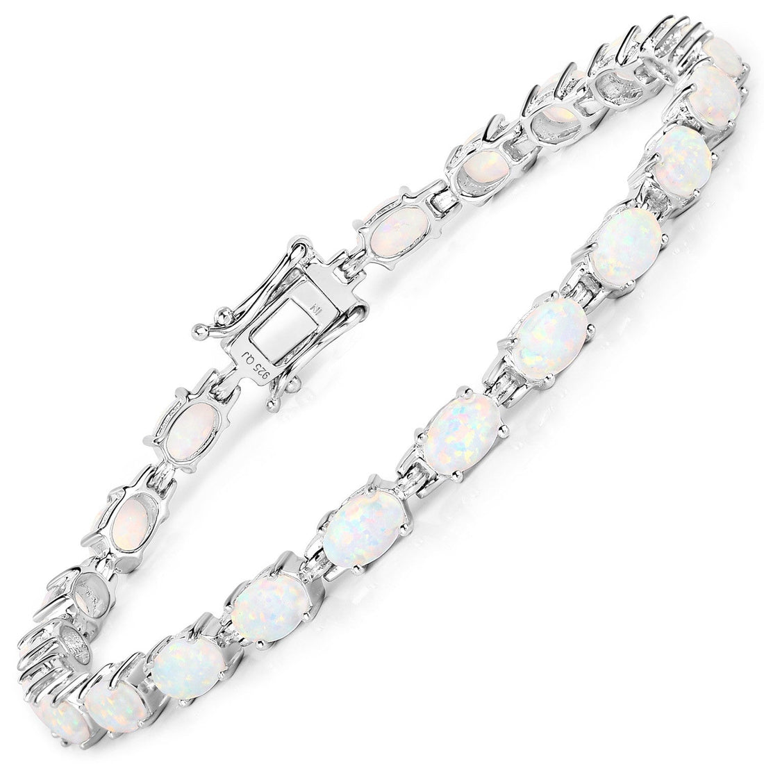 3.50 Carat Genuine Created Opal .925 Sterling Silver Bracelet by Bids.com