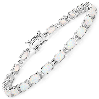 3.50 Carat Genuine Created Opal .925 Sterling Silver Bracelet by Bids.com