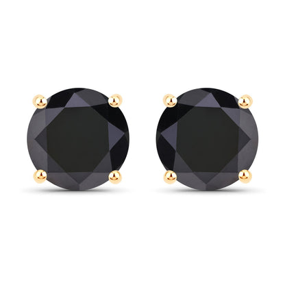 4.77 Carat Genuine Black Diamond 14K Yellow Gold Earrings  DestGlow
