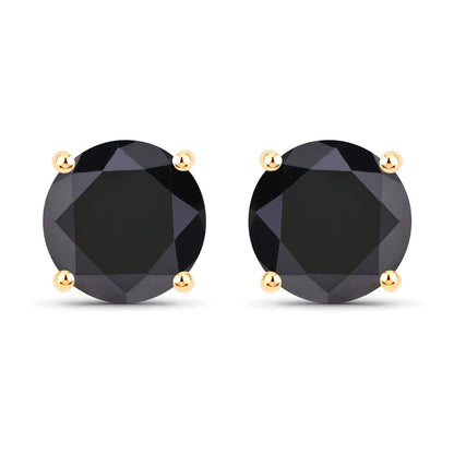 4.91 Carat Genuine Black Diamond 14K Yellow Gold Earrings by Bids.com