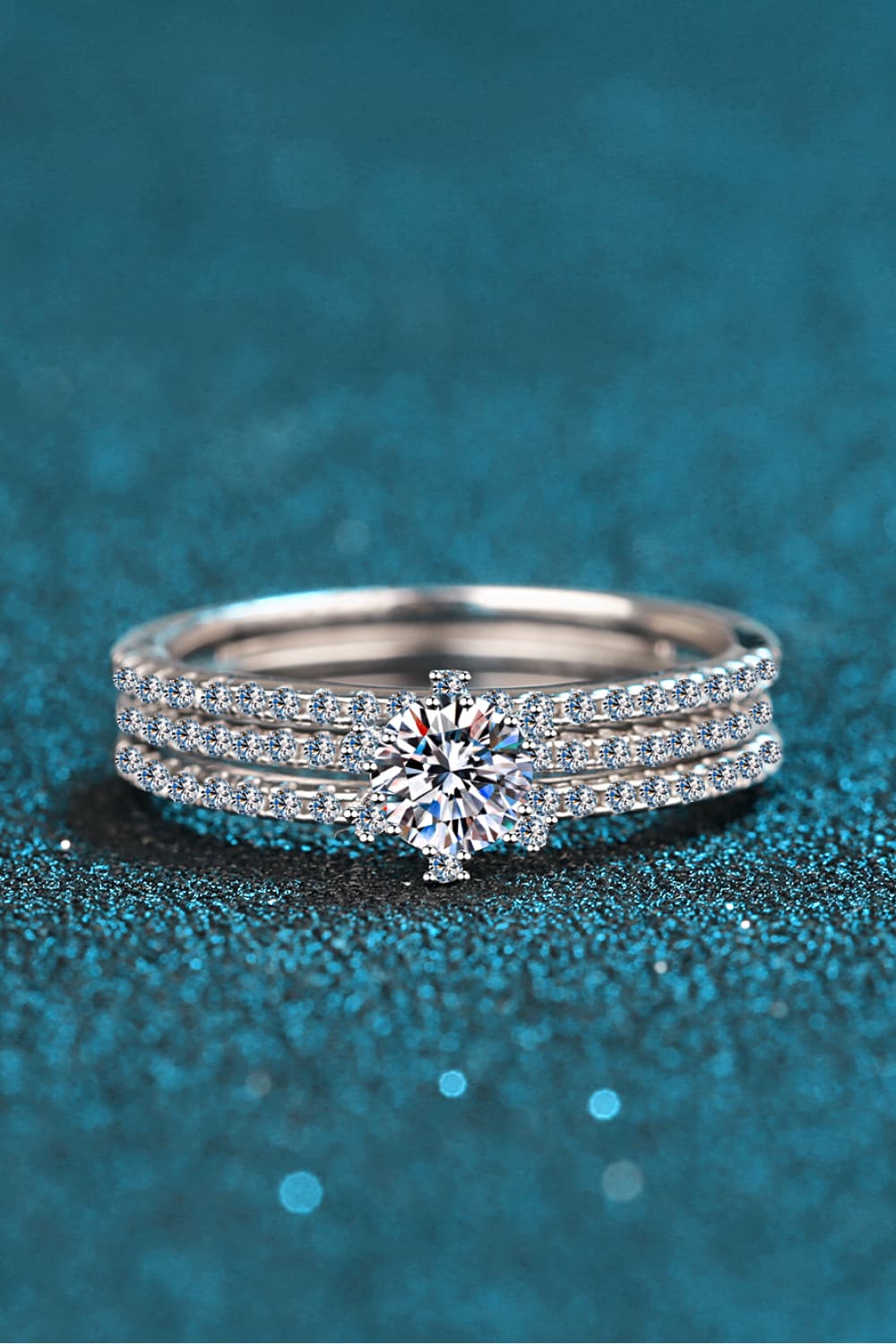 Sparkala™ 925 Rhodium Over Pure Sterling Silver Ring Set by Sparkala