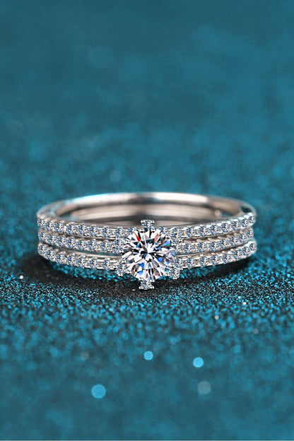 Sparkala™ 925 Rhodium Over Pure Sterling Silver Ring Set by Sparkala