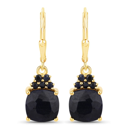 6.20 Carat Dyed Sapphire and Blue Sapphire .925 Sterling Silver Earrings  DestGlow
