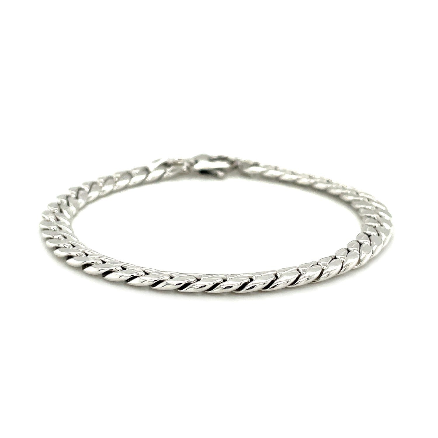 14K White Gold Cuban Link Bracelet  DestGlow