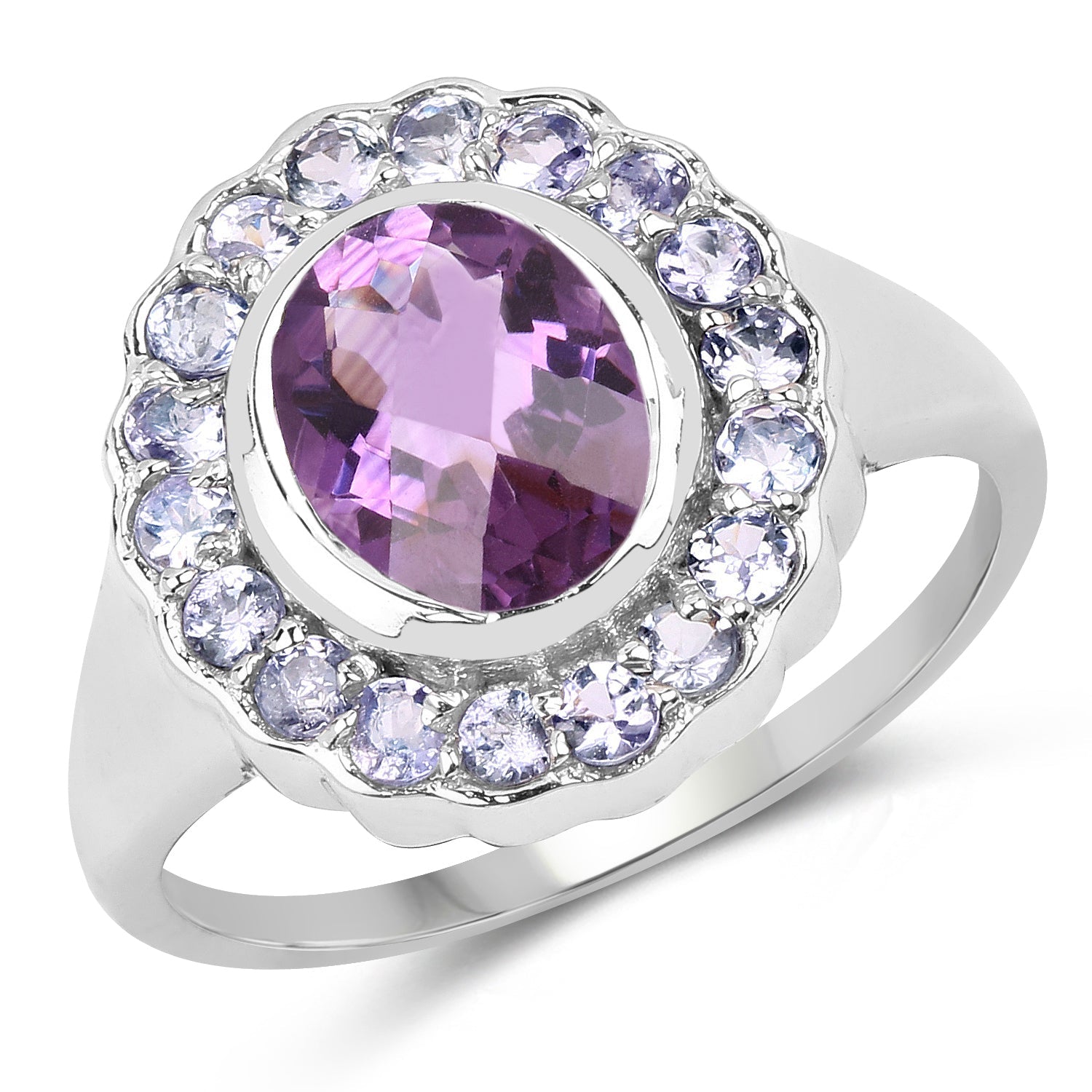 2.53 Carat Genuine Amethyst and Tanzanite .925 Sterling Silver Ring by Bids.com