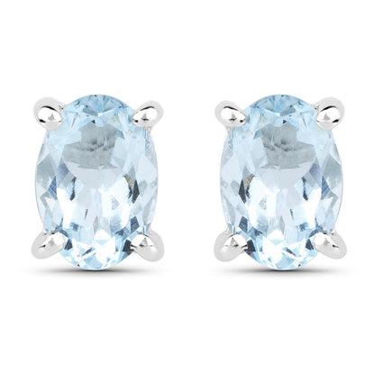 1.20 Carat Genuine Aquamarine .925 Sterling Silver Earrings  DestGlow