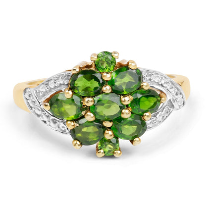 14K Yellow Gold Plated 1.26 Carat Genuine Chrome Diopside .925 Sterling Silver Ring  DestGlow