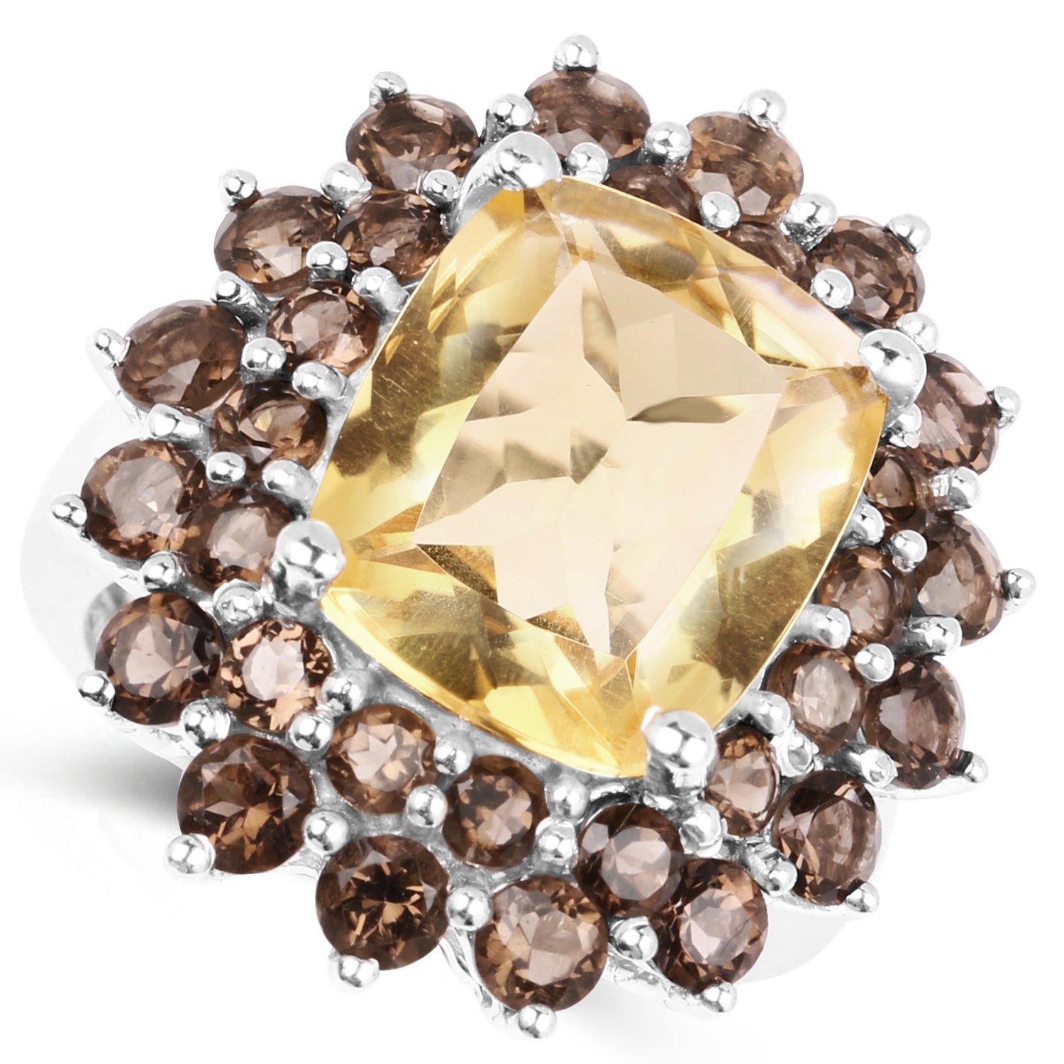 8.95 Carat Genuine Citrine and Smoky Quartz .925 Sterling Silver Ring by Bids.com