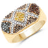 14K Yellow Gold Plated 0.61 Carat Genuine Multi Diamond .925 Sterling Silver Ring by Bids.com