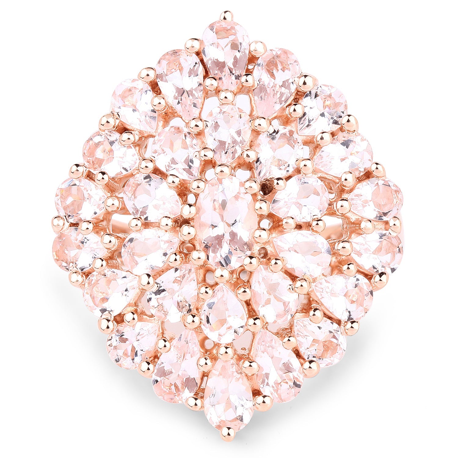 18K Rose Gold Plated 4.55 Carat Genuine Morganite .925 Sterling Silver Ring by Bids.com