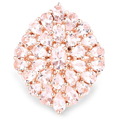 18K Rose Gold Plated 4.55 Carat Genuine Morganite .925 Sterling Silver Ring by Bids.com