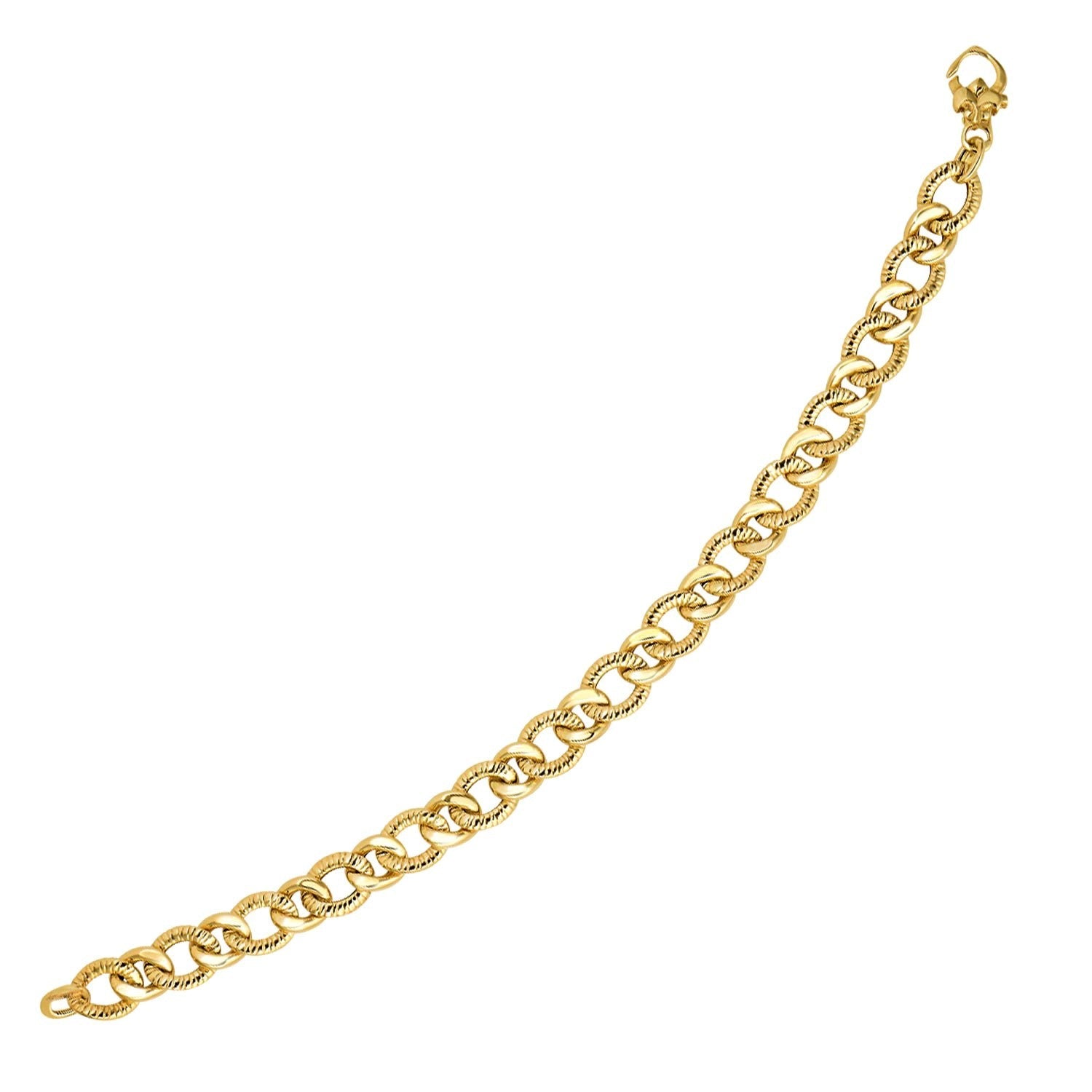 14k Yellow Gold Curb Chain Design with Diamond Cuts Bracelet by Bids.com