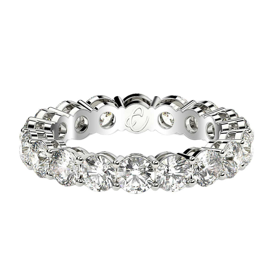 Round Cut Lab Grown Diamond Eternity Ring in 14k White Gold (2 cttw FG/VS2)  DestGlow