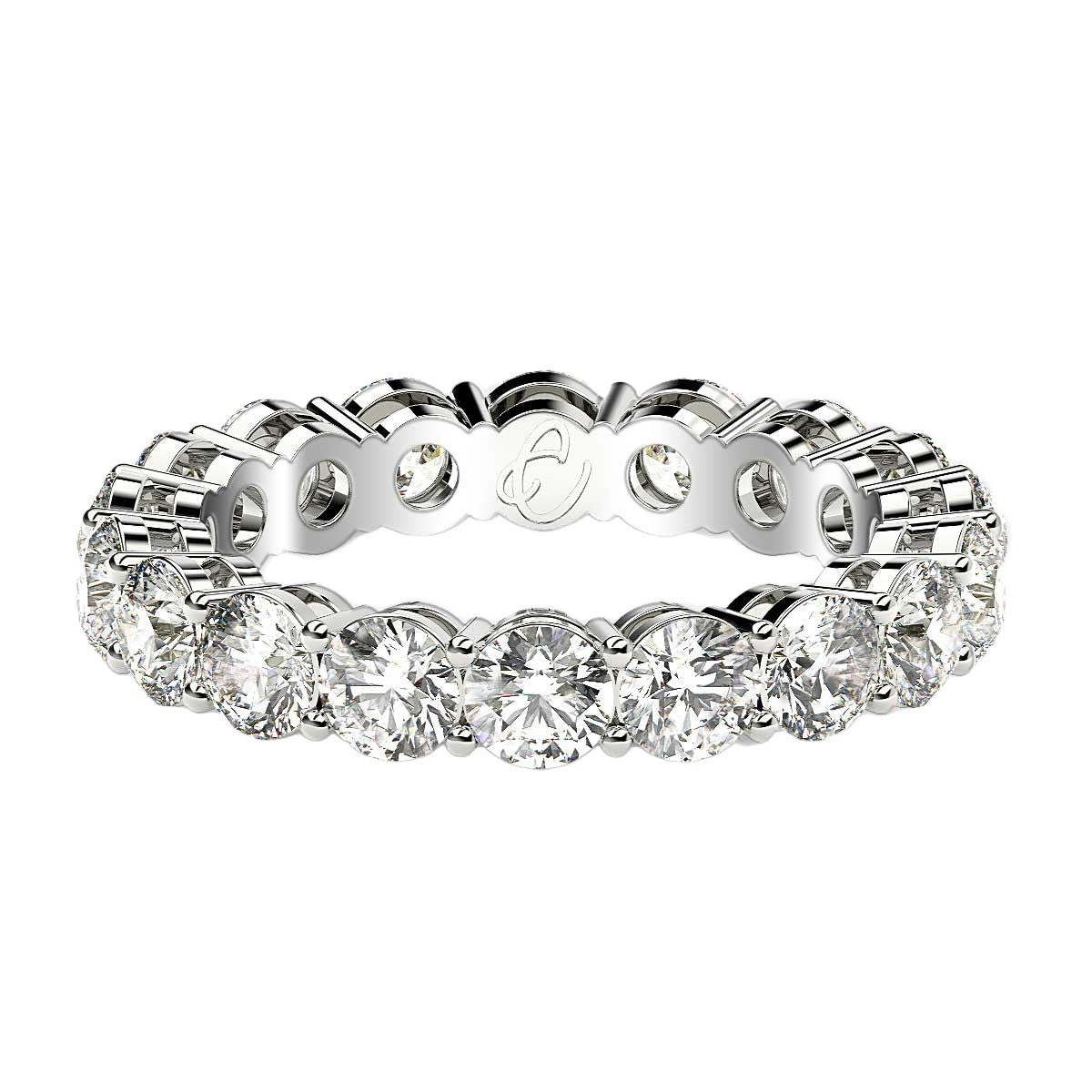 Round Cut Lab Grown Diamond Eternity Ring in 14k White Gold (2 cttw FG/VS2)  DestGlow
