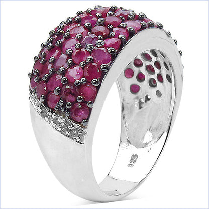 3.58 Carat Genuine Ruby &amp; White Diamond .925 Sterling Silver Ring by Bids.com