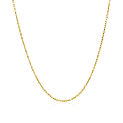 14k Yellow Gold Diamond Cut Round Wheat Chain 1.0mm by Bids.com