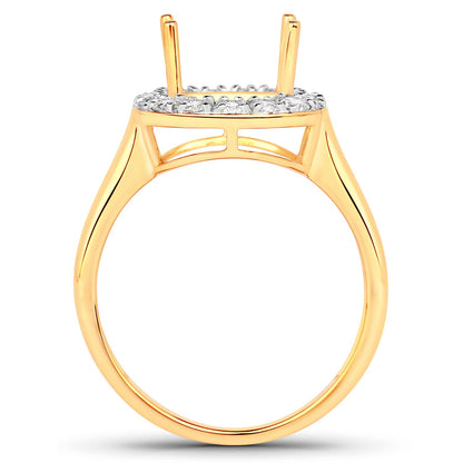 0.51 Carat Genuine White Diamond 14K Yellow Gold Semi Mount Ring - holds 10x8mm Cushion Gemstone by Bids.com