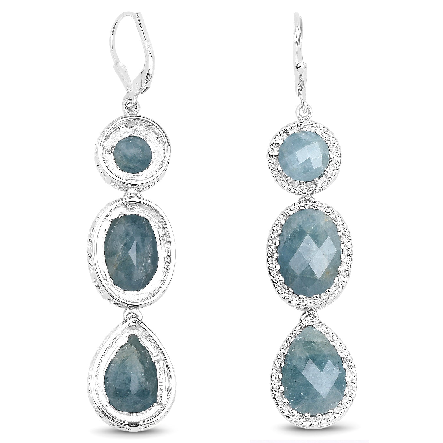 21.32 Carat Genuine Milky Aquamarine .925 Sterling Silver Earrings by Bids.com