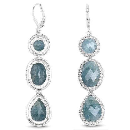 21.32 Carat Genuine Milky Aquamarine .925 Sterling Silver Earrings by Bids.com
