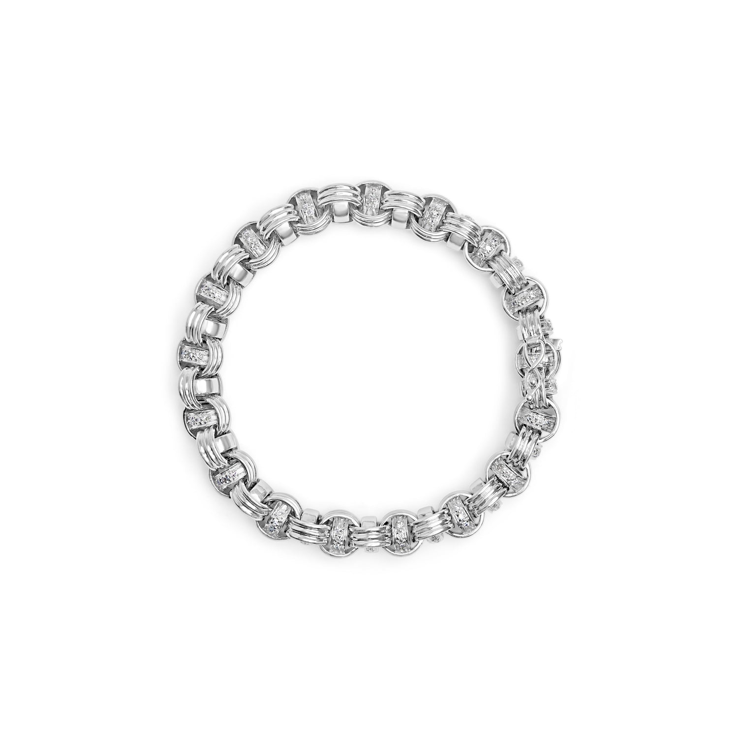 14K White Gold 1/2 Cttw Diamond Knotted Byzantine Link Bracelet (H-I Color, I2-I3 Clarity) - 7" Inches by Bids.com