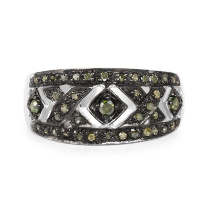 0.27 Carat Genuine Green Diamond .925 Sterling Silver Ring by Bids.com