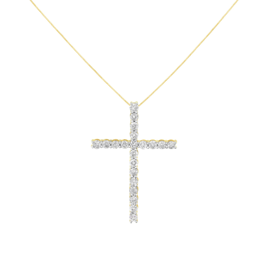 10K Yellow Gold Plated .925 Sterling Silver 4.0 Cttw Round Cut Diamond Cross Pendant Necklace (J-K Color, I1-I2 Clarity) - 18" by Bids.com