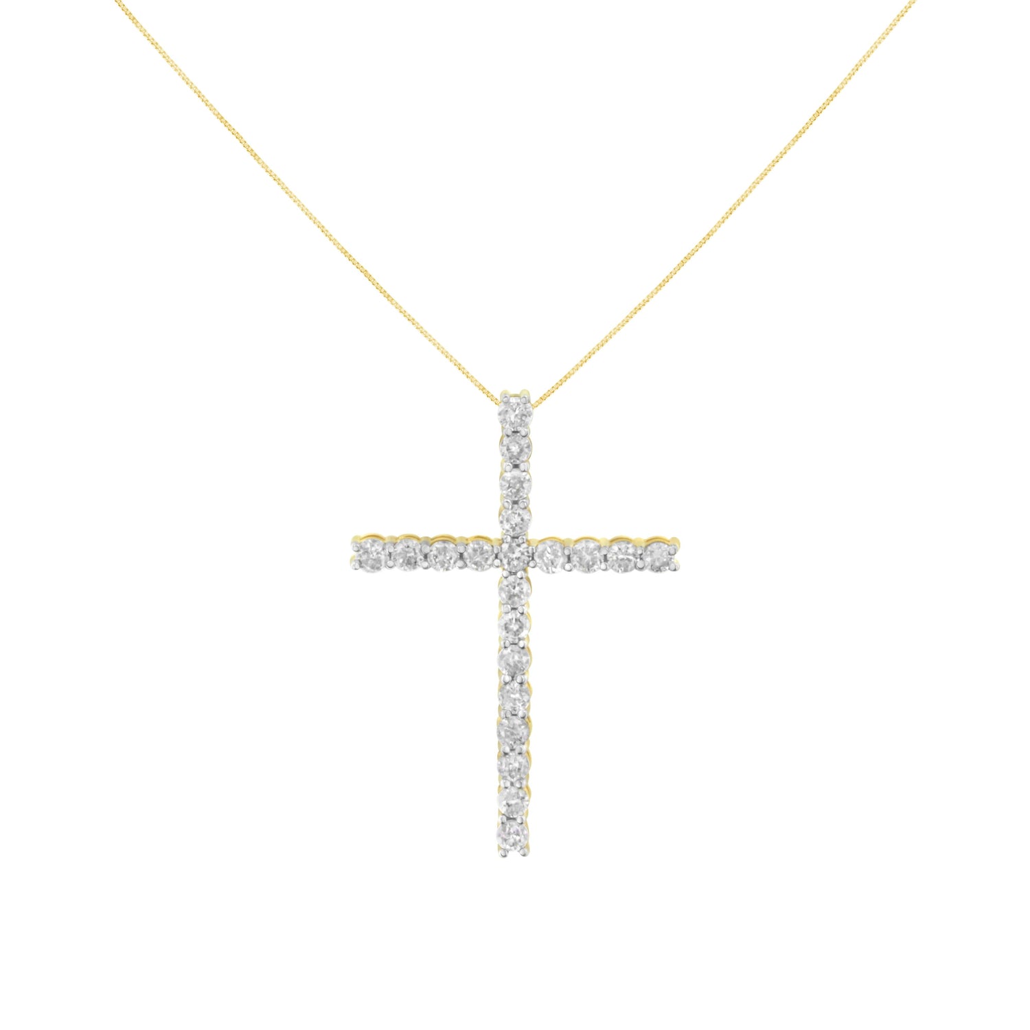 10K Yellow Gold Plated .925 Sterling Silver 4.0 Cttw Round Cut Diamond Cross Pendant Necklace (J-K Color, I1-I2 Clarity) - 18" by Bids.com