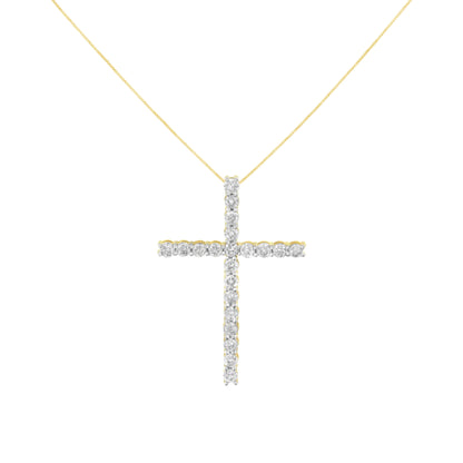 10K Yellow Gold Plated .925 Sterling Silver 4.0 Cttw Round Cut Diamond Cross Pendant Necklace (J-K Color, I1-I2 Clarity) - 18" by Bids.com