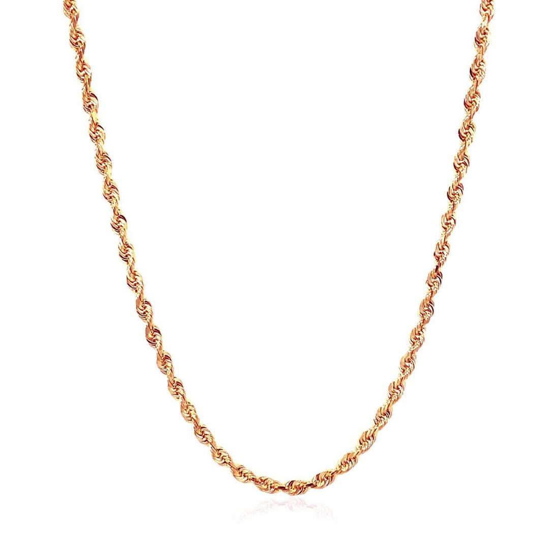 14k Rose Gold Solid Diamond Cut Rope Chain (2.30 mm)  DestGlow