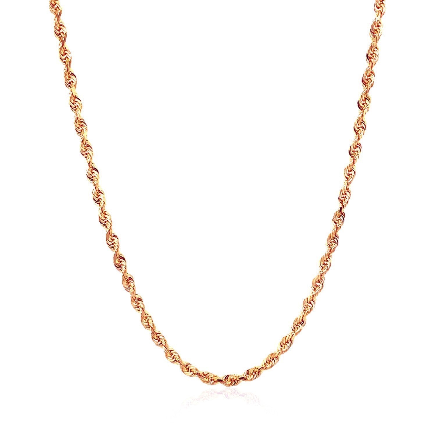 14k Rose Gold Solid Diamond Cut Rope Chain (2.30 mm)  DestGlow