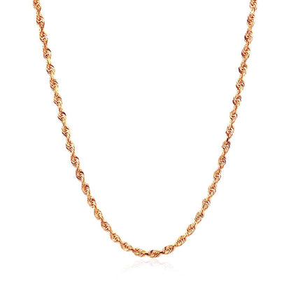 14k Rose Gold Solid Diamond Cut Rope Chain (2.30 mm)  DestGlow