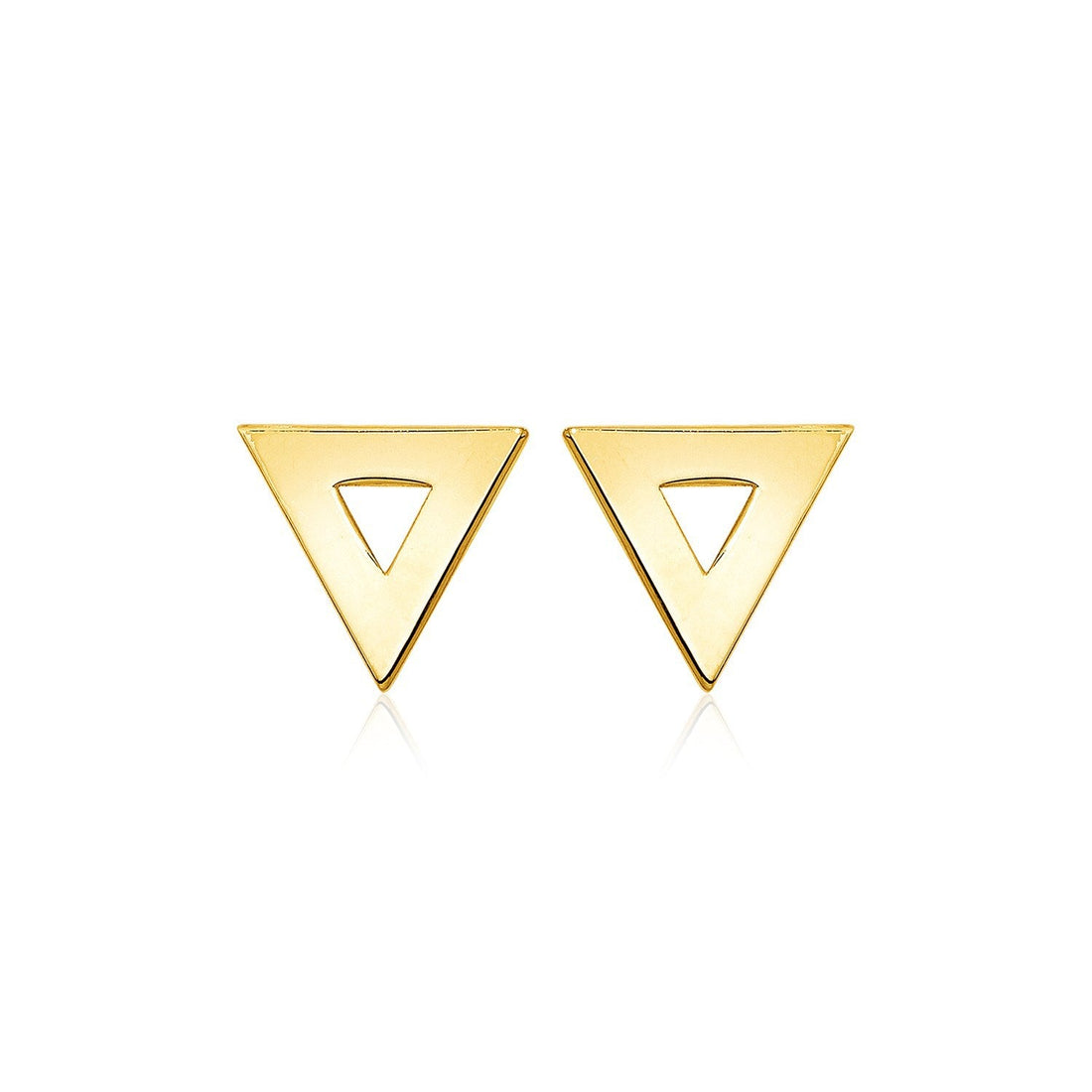 14k Yellow Gold Polished Open Triangle Post Earrings by Bids.com
