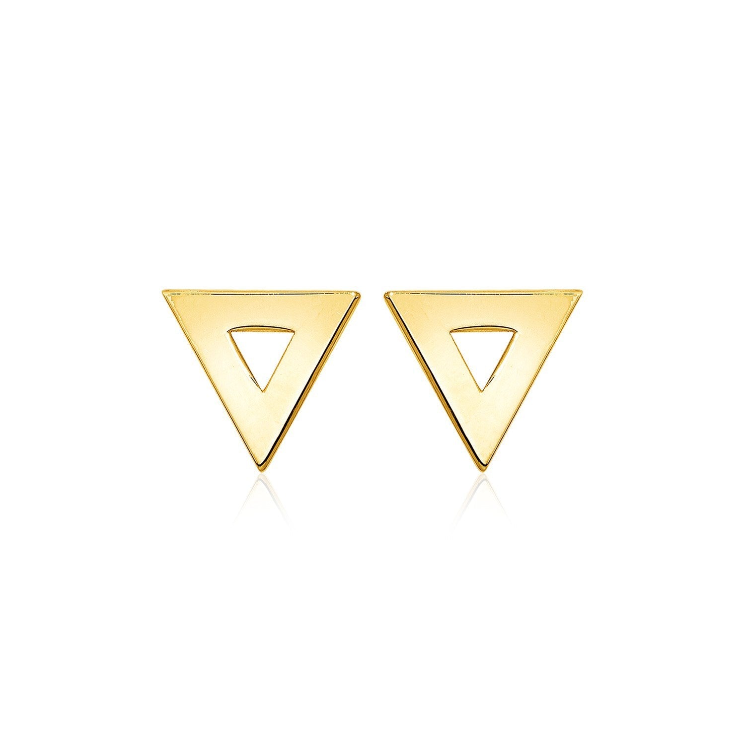 14k Yellow Gold Polished Open Triangle Post Earrings by Bids.com