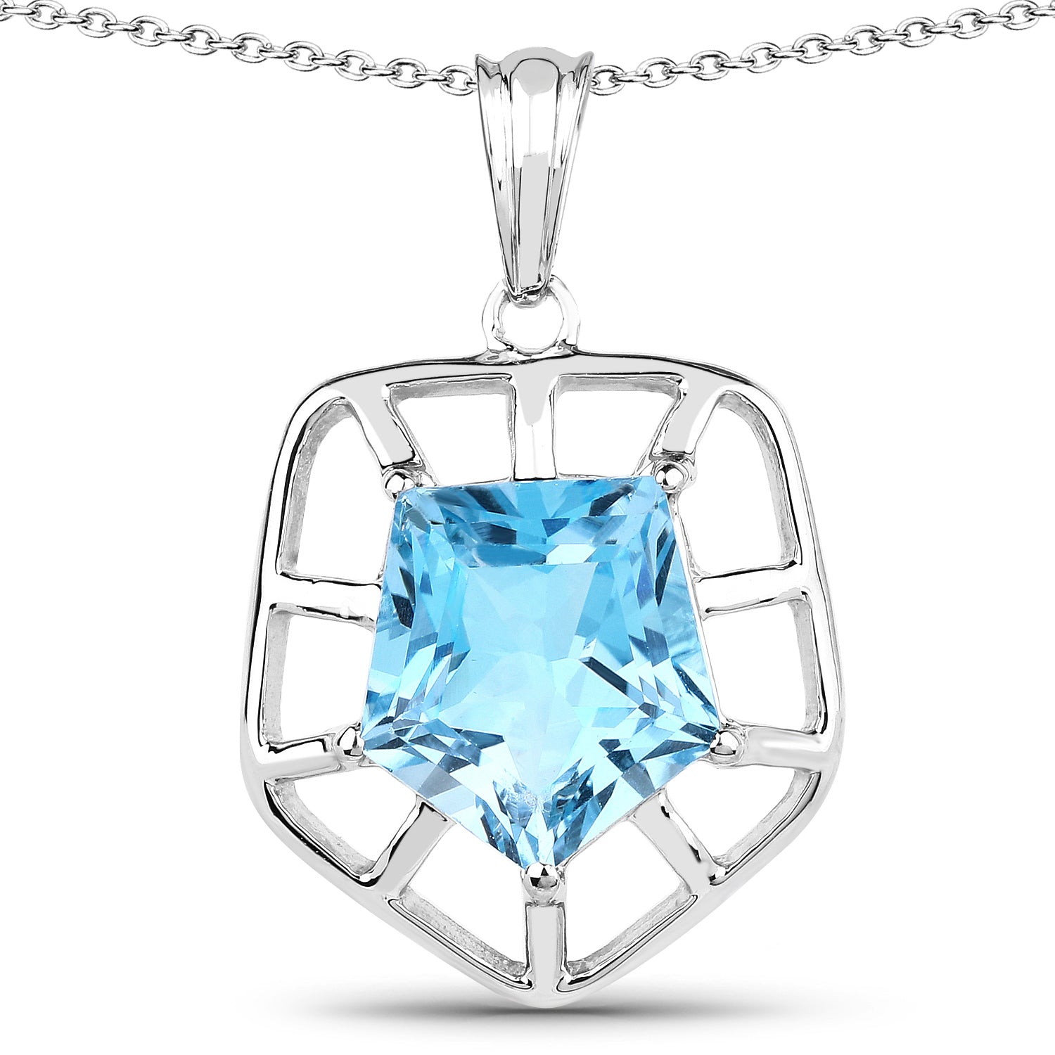 7.60 Carat Genuine Blue Topaz .925 Sterling Silver Pendant by Bids.com