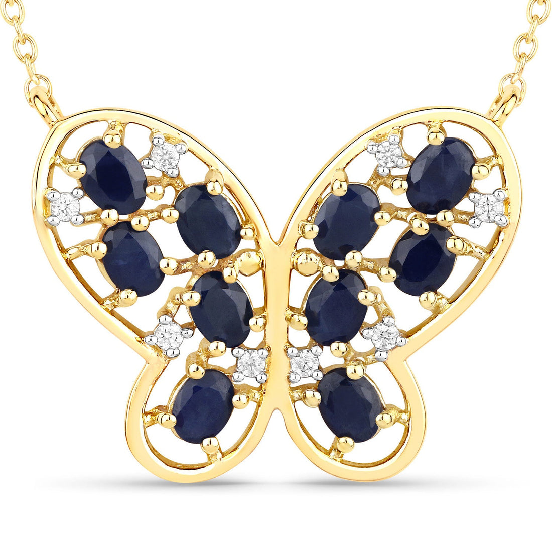 2.16 Carat Genuine Blue Sapphire and White Zircon .925 Sterling Silver Necklace by Bids.com
