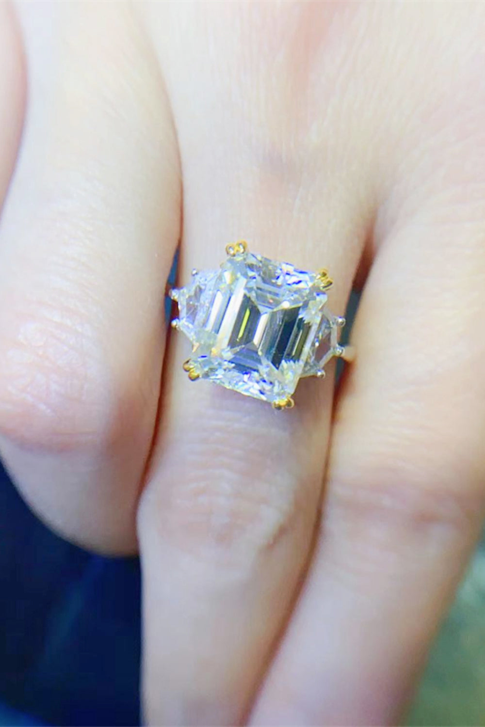 5 Carat Emerald-Cut Sparkala™ Platinum Over Pure Sterling Silver Ring by Sparkala