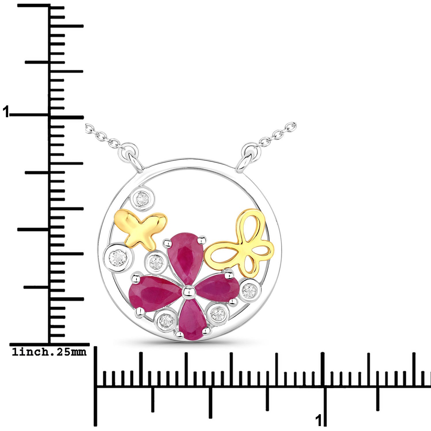 1.47 Carat Genuine Ruby and White Topaz .925 Sterling Silver Pendant by Bids.com