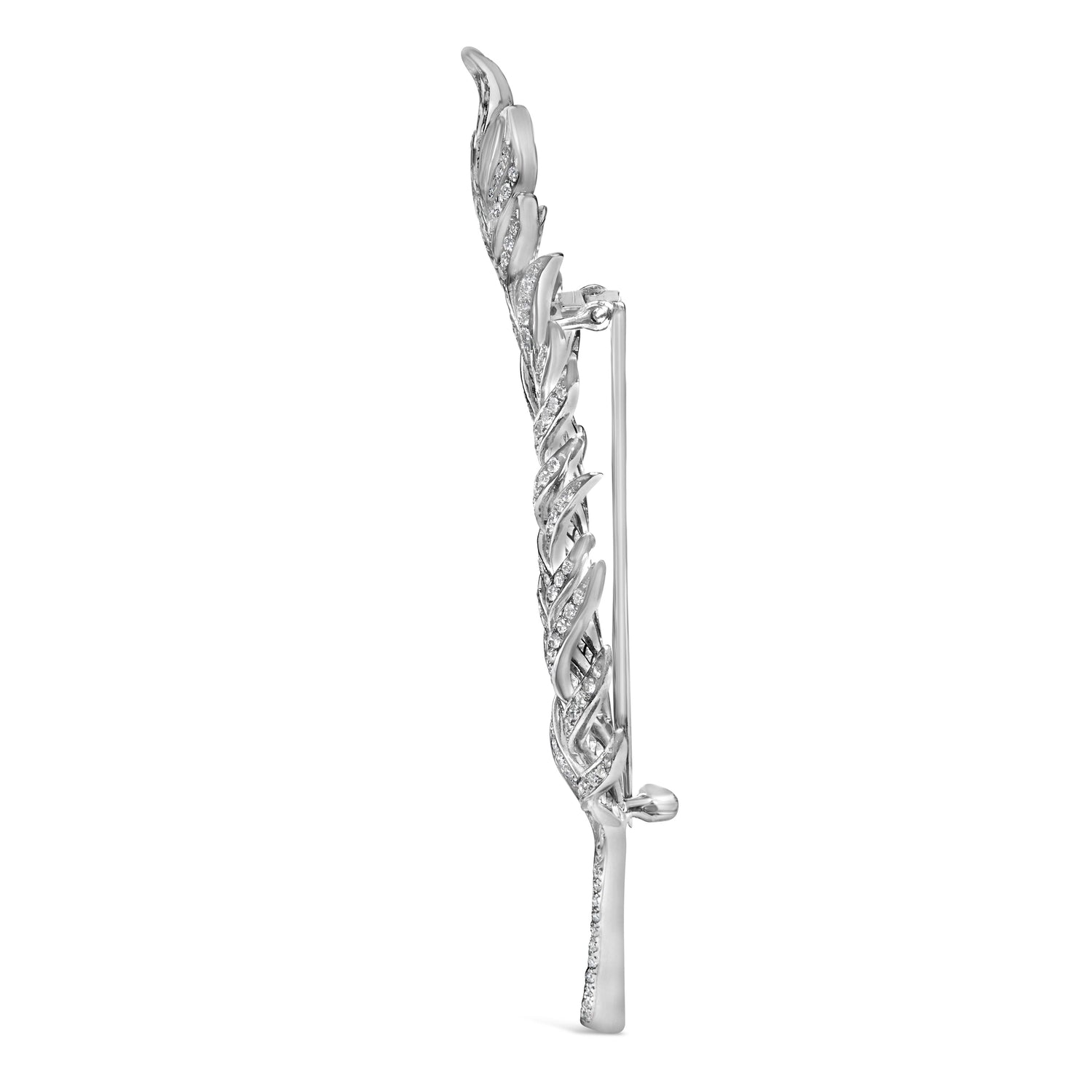 18K White Gold 2 7/8 Cttw Diamond Feather Brooch Pin (G-H Color, VS1-VS2 Clarity) by Bids.com