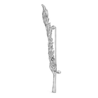 18K White Gold 2 7/8 Cttw Diamond Feather Brooch Pin (G-H Color, VS1-VS2 Clarity) by Bids.com