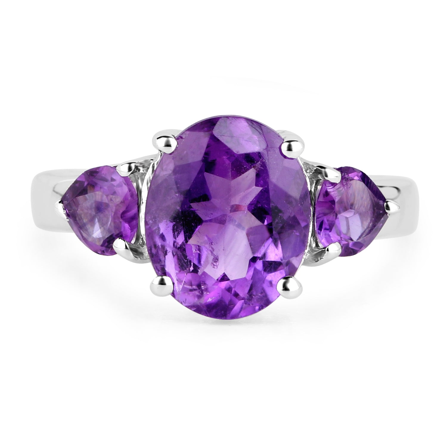 4.06 Carat Genuine Amethyst .925 Sterling Silver Ring  DestGlow
