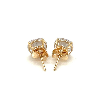 14k Yellow Gold Stud Earrings with White Hue Faceted Cubic Zirconia by Bids.com