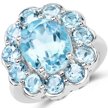 8.67 Carat Genuine Blue Topaz .925 Sterling Silver Ring by Bids.com