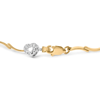 10k Two-Tone Gold 1/3 Cttw Diamond Pave Set Heart S-Link 7.25" Bracelet (I-J Color, I2-I3 Clarity) by Bids.com