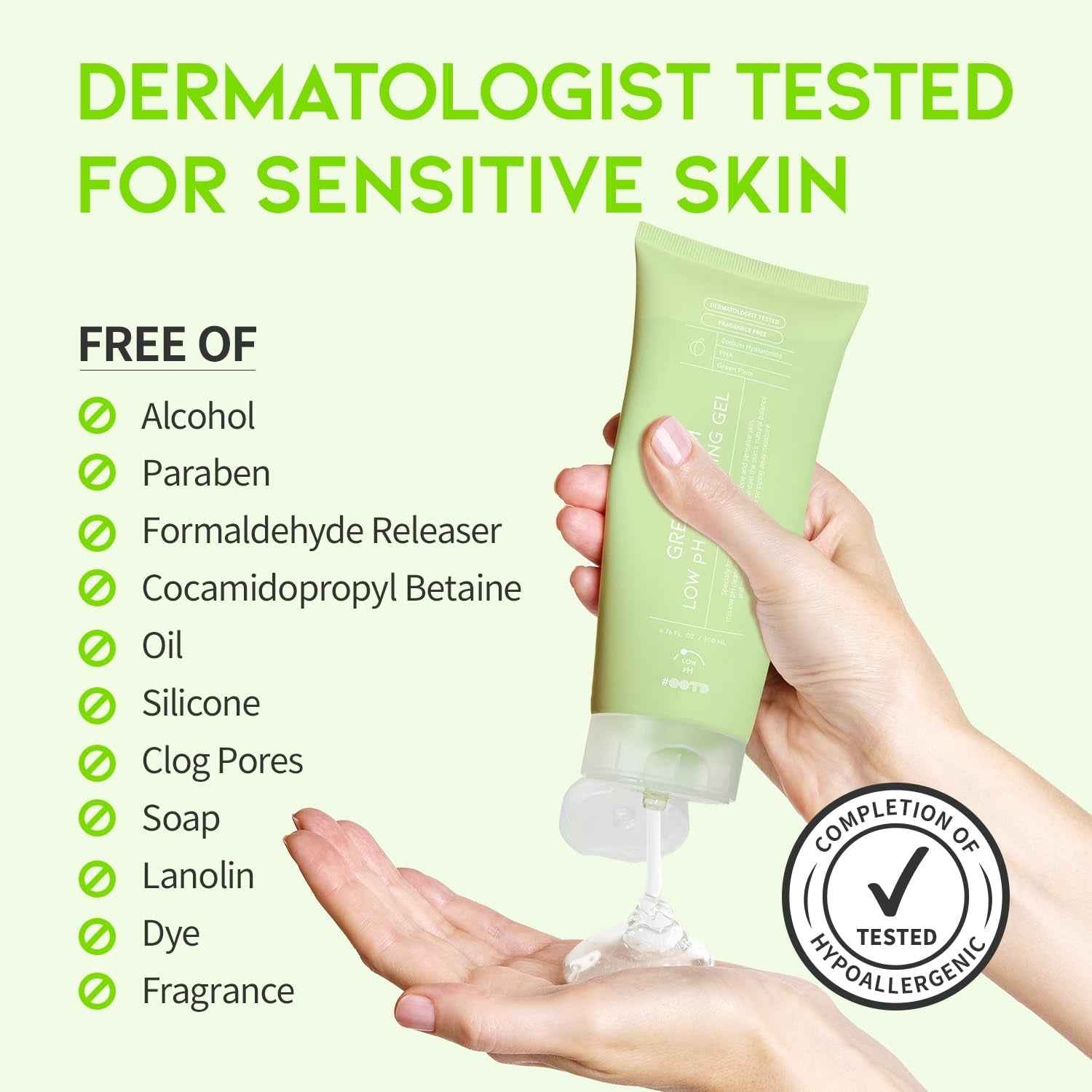 Hydrating Facial Cleanser, Gentle Soothing Korean Cleanser Face Wash for Acne-Prone Sensitive Skin. Green Plum Low Ph Cleansing Gel 200Ml 6.76 Fl. Oz.