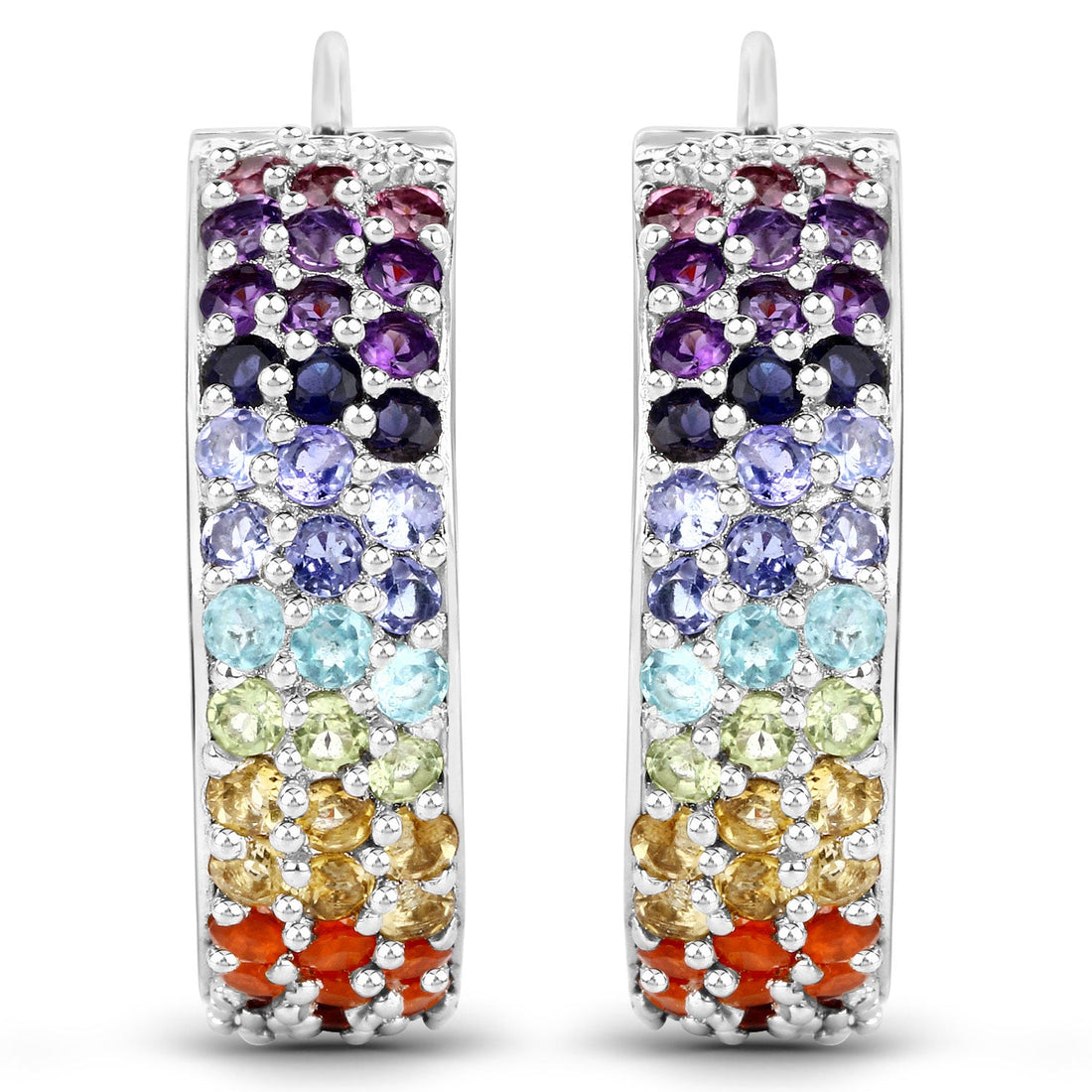 8.79 Carat Genuine Multi Stones .925 Sterling Silver Earrings by Bids.com