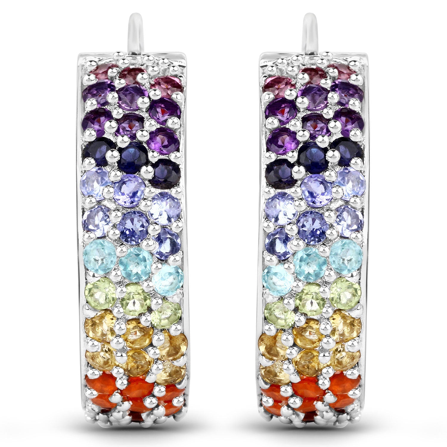8.79 Carat Genuine Multi Stones .925 Sterling Silver Earrings by Bids.com