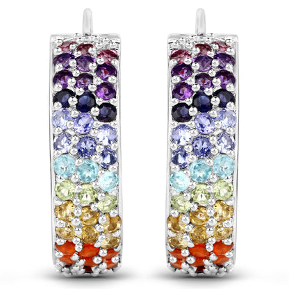 8.79 Carat Genuine Multi Stones .925 Sterling Silver Earrings by Bids.com